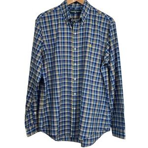 Vintage Ralph Lauren Blue & Yellow Plaid Long-sleeved Shirt Size Large